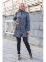 Женский кардиган букле темно-серого цвета на весну-осень