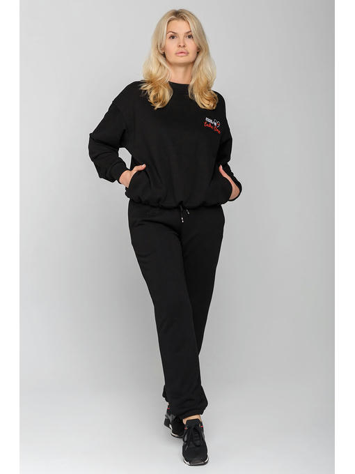 Женский спортивный костюм с худи черного цвета — изображение 7