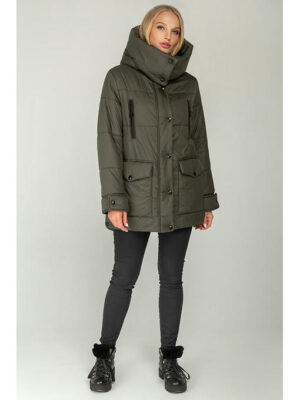 Куртка демисезонная женская еврозима цвета хаки, 46-56 р