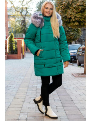 Зимняя удлиненная женская куртка, цвет изумруд