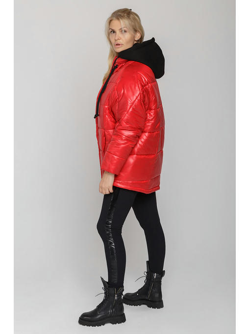 Женская зимняя куртка с капюшоном красная — изображение 5