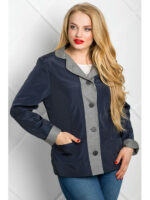 Ветровка пиджак женская комбинированного покроя синяя