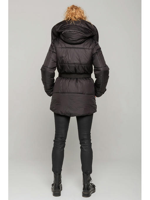 Демисезонная женская куртка еврозима черная матовая, 46-56 р — изображение 4