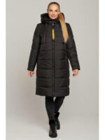 Женское зимнее пальто из плащевки в черном цвете р. 46-58