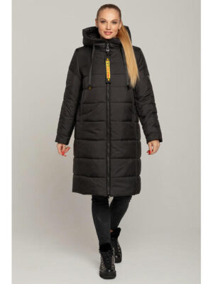 Женское зимнее пальто из плащевки в черном цвете р. 46-58