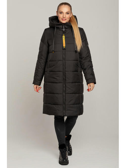 Женское зимнее пальто из плащевки в черном цвете р. 46-58