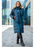 Женское зимнее пальто из плащевки цвета волна р. 42-58