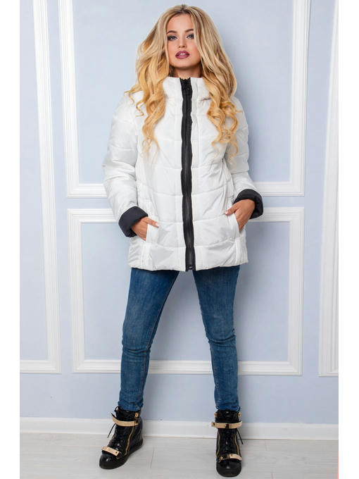 Белая женская куртка модного пошива демисезон — изображение 2