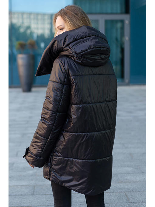 Демисезонная женская куртка еврозима черная, 46-56 р — изображение 3