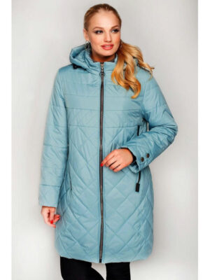 Женская удлиненная до колена куртка на межсезонье в цвете мята