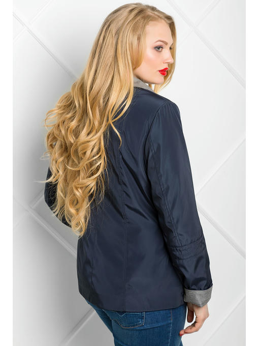 Ветровка пиджак женская комбинированного покроя синяя — изображение 3