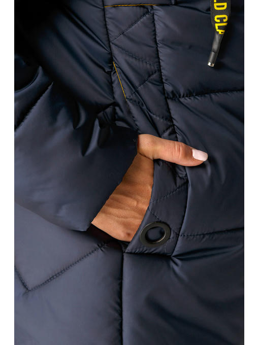 Синее зимнее женская пальто - куртка модного покроя с вшитым капюшоном от — изображение 5