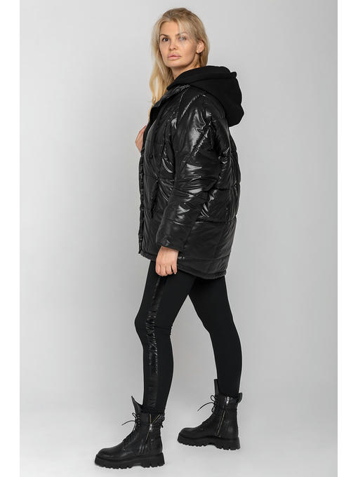 Женская зимняя куртка с капюшоном черная — изображение 7