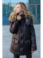 Демисезонная женская куртка еврозима черная, 46-56 р