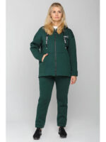 Женский спортивный костюм с кофтой на молнии зеленого цвета