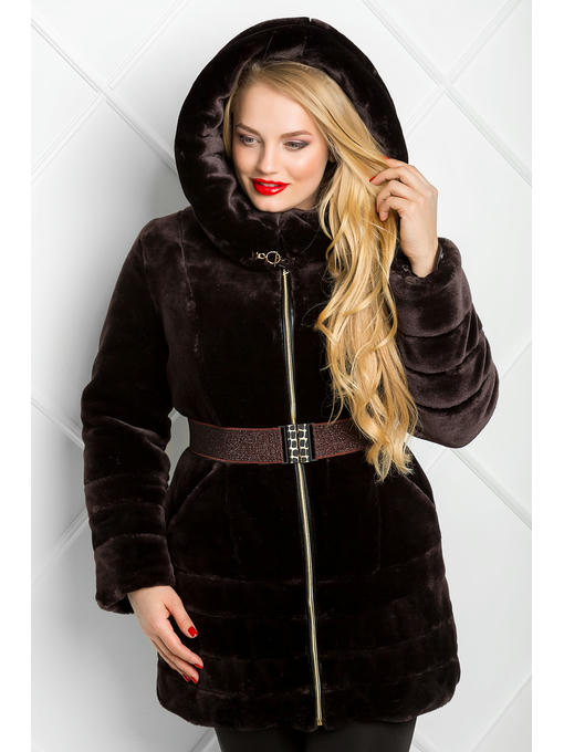 Стильная коричня эко шуба на искусственном меху — изображение 3