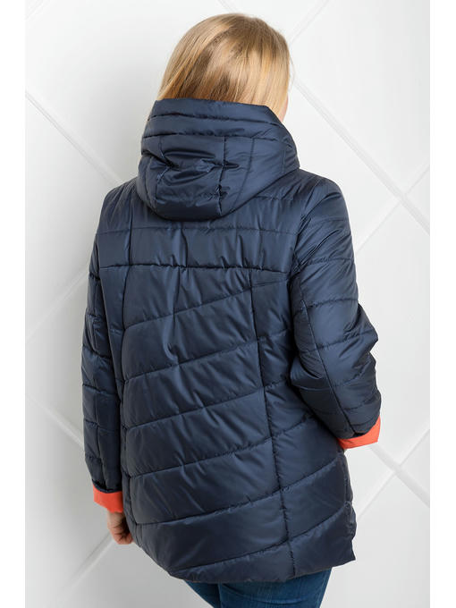 Синяя демисезонная куртка с коралловыми вставками — изображение 3