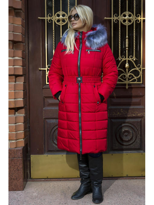 Зимнее пуховое пальто в красном цвете — изображение 2