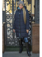 Куртка женская с капюшоном зима, синяя