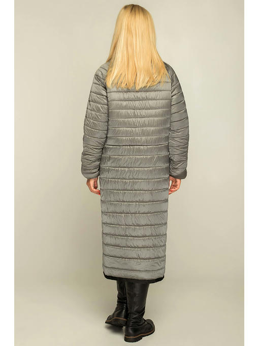 Молодежное модное демисезонное пальто в стиле оверсайз стального цвета — изображение 9