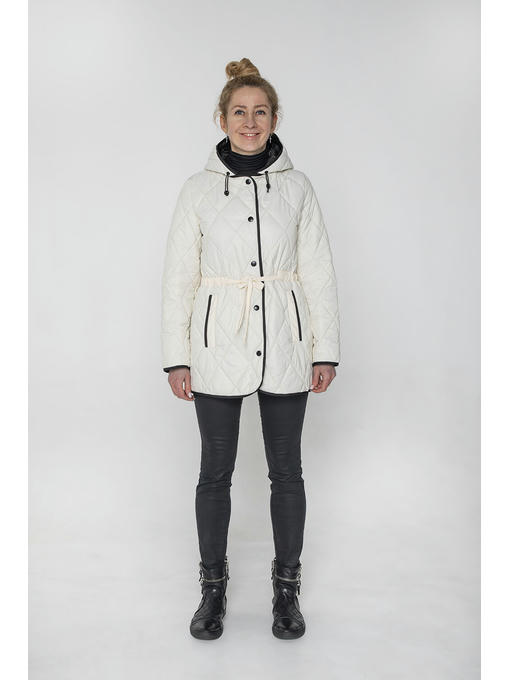 Демисезонная женская куртка с капюшоном в цвете ваниль — изображение 3