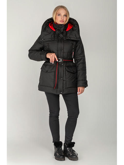 Черная зимняя женская куртка оверсайз — изображение 2