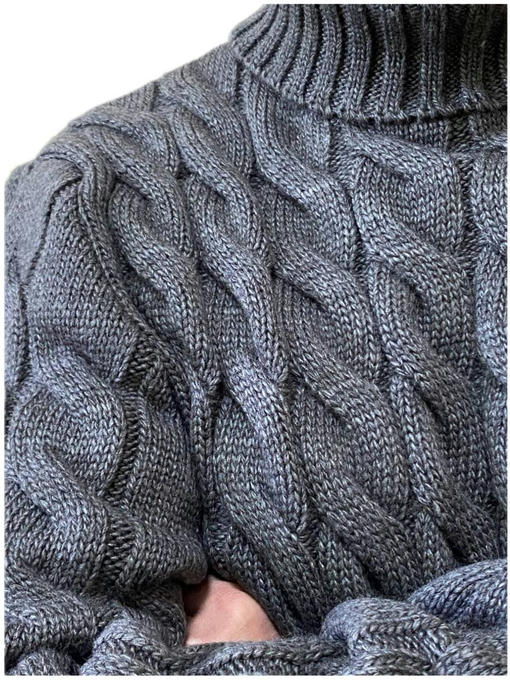 Зимний мужской свитер плотной вязки графит — изображение 2