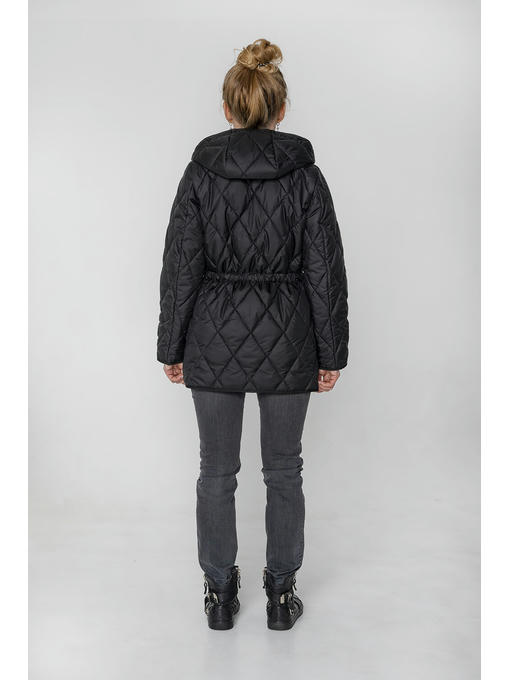 Демисезонная женская куртка с капюшоном черная — изображение 2