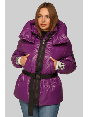 Куртка на весну / осень ультрамодного цвета фуксия с трикотажным поясом