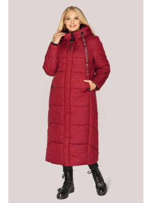 Женское пальто на зиму в красном цвете из новой коллекции