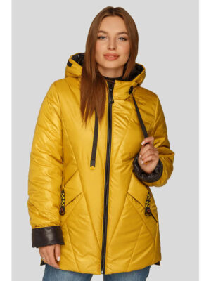 Стильная демисезонная женская куртка в ультрамодном цвете горчица