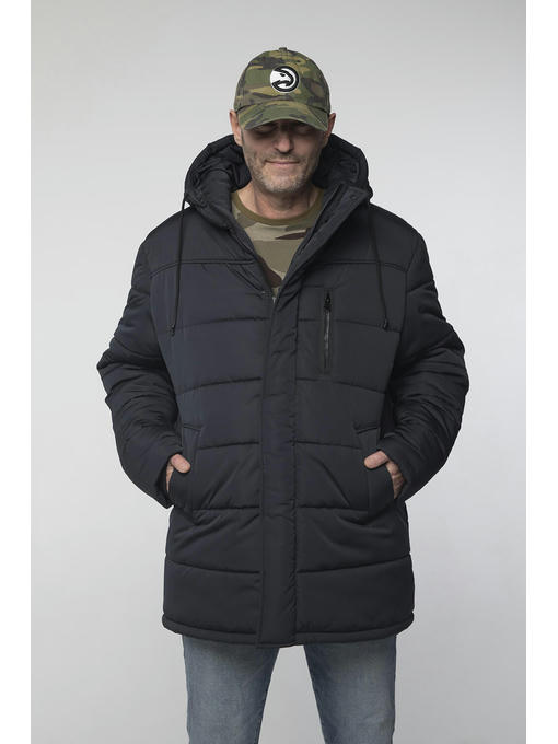 Стильная мужская зимняя куртка темно-синего цвета