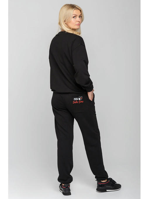 Женский спортивный костюм с худи черного цвета — изображение 2