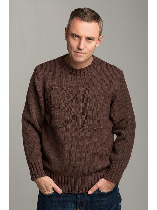 Зимний мужской шерстяной свитер цвета мокко