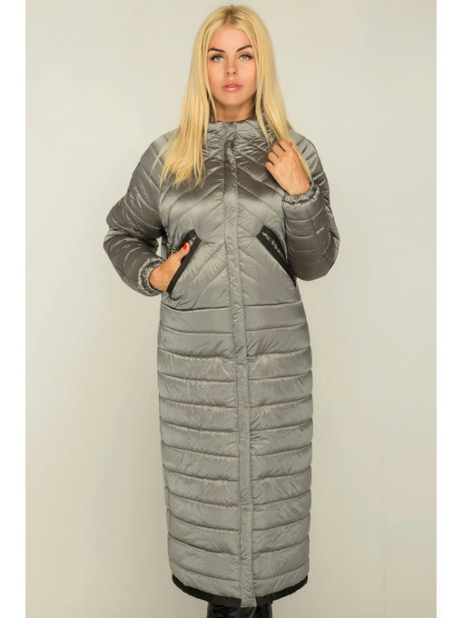 Молодежное модное демисезонное пальто в стиле оверсайз стального цвета — изображение 7