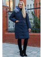 Зимнее женское пальто в синем цвете