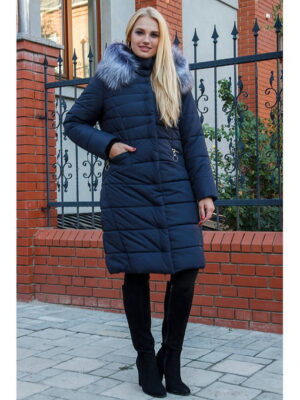 Зимнее женское пальто в синем цвете