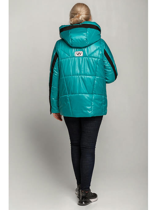Бирюзовая демисезонная женская куртка с контрасной отделкой — изображение 5