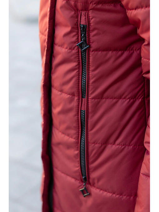 Демисезонное пальто-куртка красного цвета — изображение 9