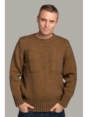 Зимний мужской шерстяной свитер цвета горчицы