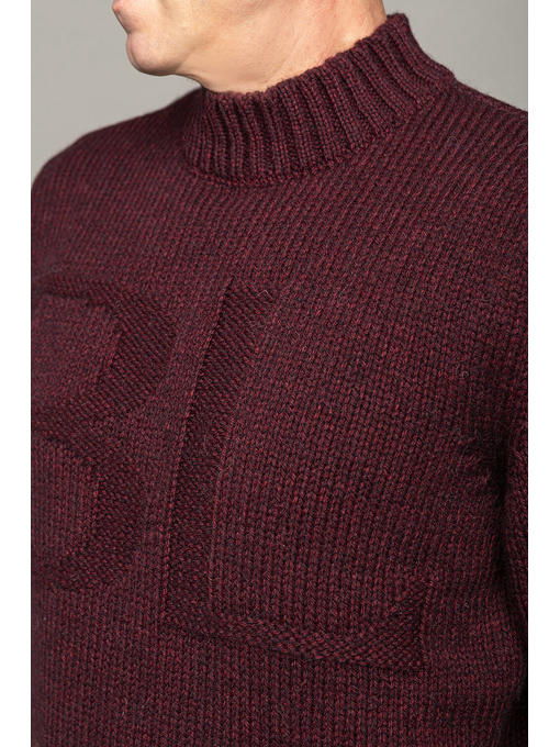 Теплый шерстяной мужской свитер с высокой горловиной в цвете бордо — изображение 2