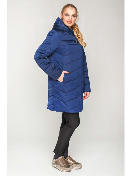 Демисезонная женская куртка синего цвета для 50-60 размеров — изображение 4