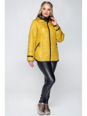 Женская модная куртка весна / осень в цвете - горчица