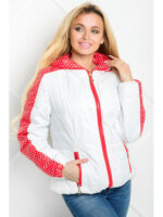 Белая женская куртка с красными вставками, демисезон