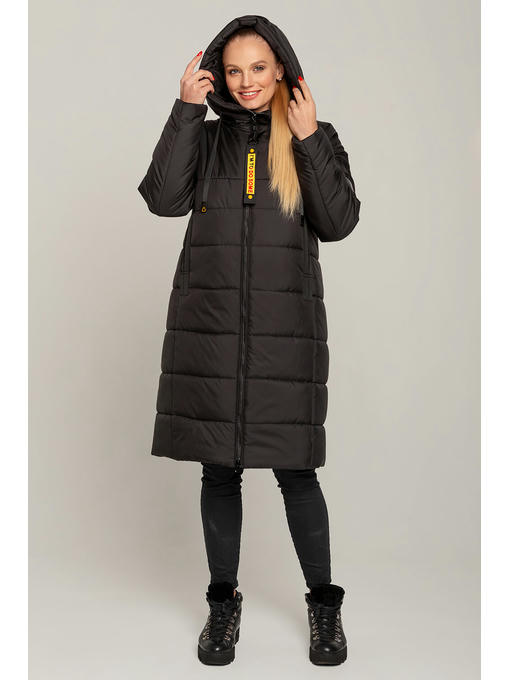 Женское зимнее пальто из плащевки в черном цвете р. 46-58 — изображение 5