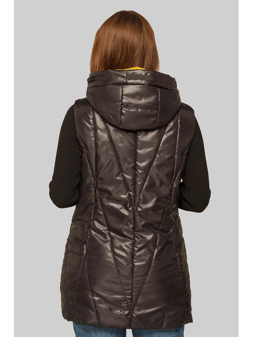 Жилет из плащевки, черный с отстегивающимся капюшоном — изображение 2