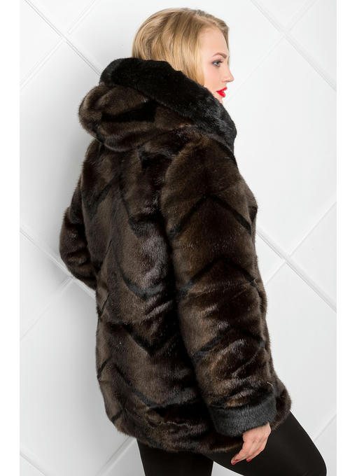 Полушубок из искусственного меха норка черно-коричневая — изображение 9
