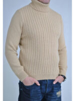 Зимний мужской свитер с косами бежевый