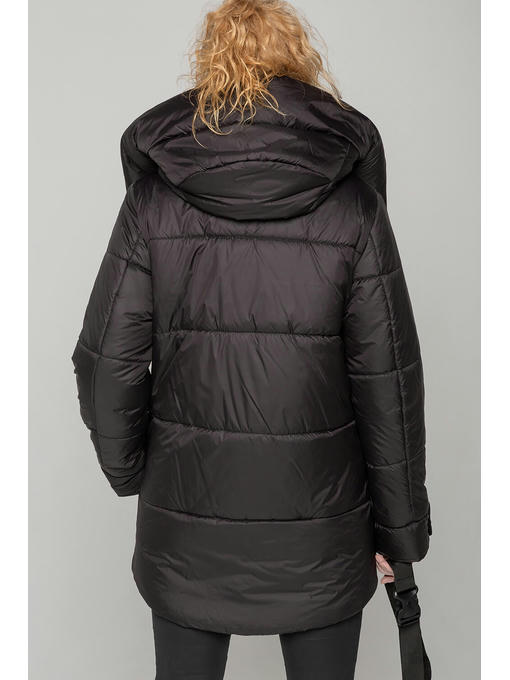 Демисезонная женская куртка еврозима черная матовая, 46-56 р — изображение 2