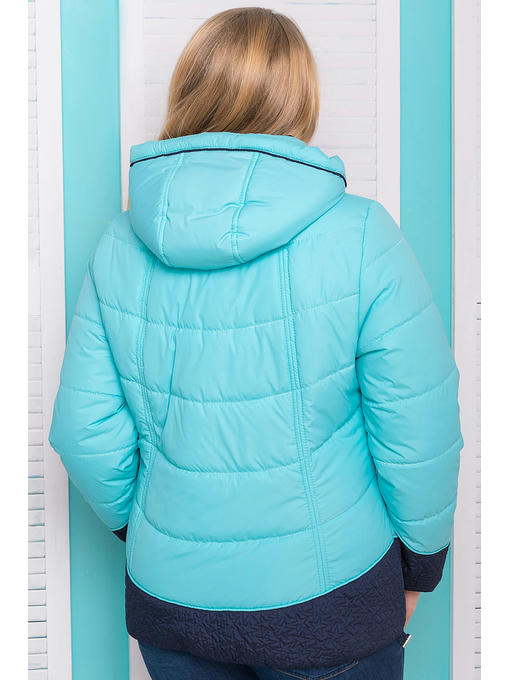 Женская демисезонная берюзовая куртка с синими элементами — изображение 2